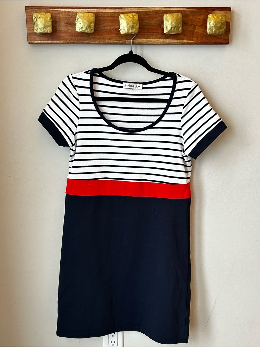 MARBELLA Striped Nautical Dress Coastal Grandma Resort Wear Vacation Sized M/L